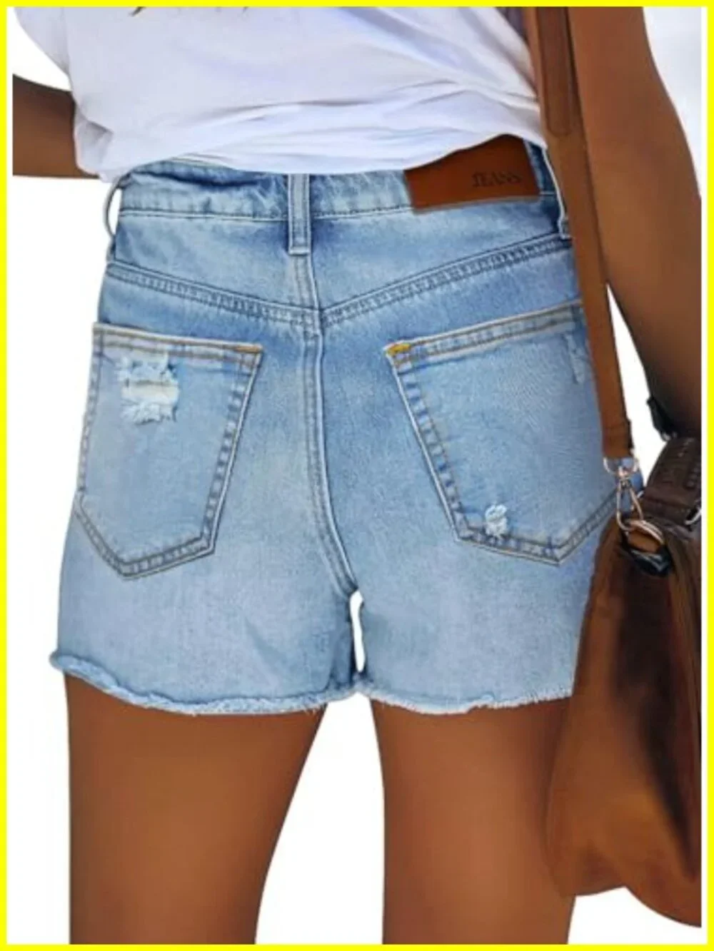 Women's Mid-High Waisted Ripped Denim Shorts Stretchy Cutoff Casual Summer